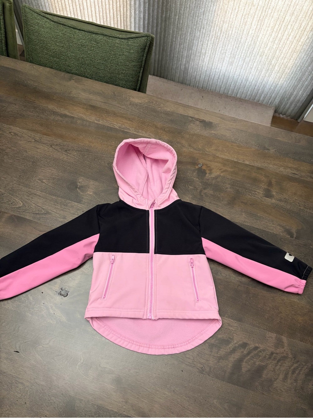 Kids Two-Tone Hooded Zip Jacket - Pink & Black